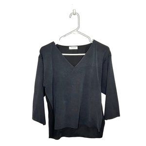 Tomorrowland silk mixed media v neck three quarter sleeve top‎ Japanese size S